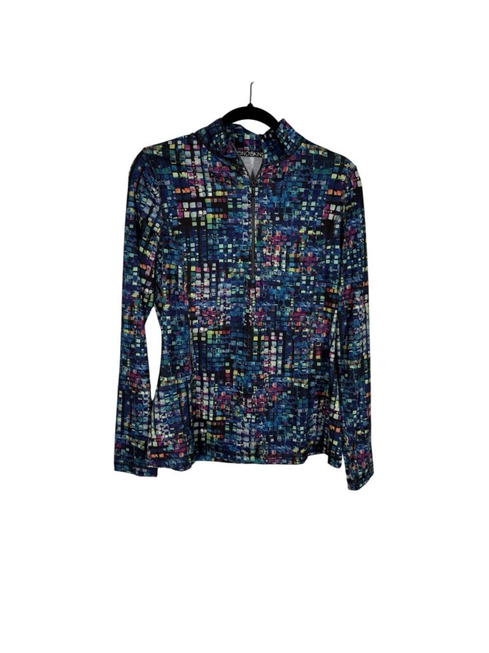 SnoSkins Women L Midnight Printed Long Sleeve Microfiber 1/4 Zip Neck Top NWT